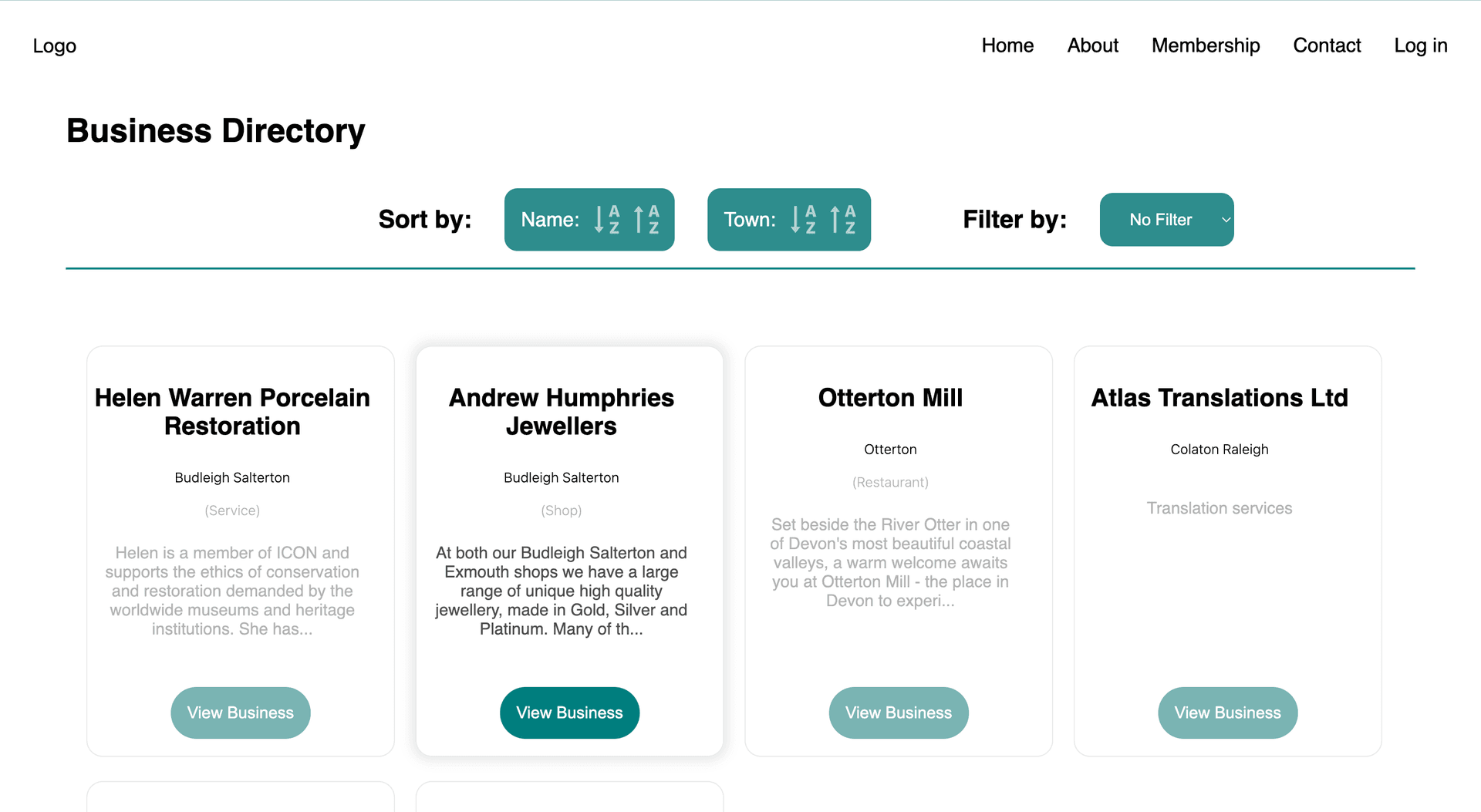 Business directory UI